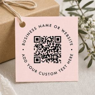 QR Code Favor Tag Roze Gepersonaliseerde Gift Ta Bedankjes Labels