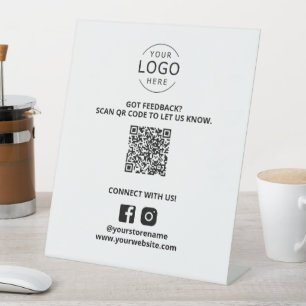 QR Code Feedback Social Media Marketing Bedrijf Reclamebord Met Voetstuk