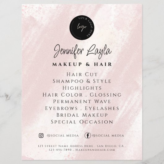 QR-code | Feminine Beauty Abstract Blush Pink Boho Flyer (Voorkant)
