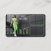 QR Code Fitness Groen Grijs Personal Trainer Foto Visitekaartje (Voorkant)