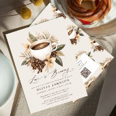 QR Code Floral Love is Brewing Vrijgezellenfeest Kaart