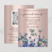 QR CODE Floral Meadow Wildflower Blue Roos (Voorkant / Achterkant)