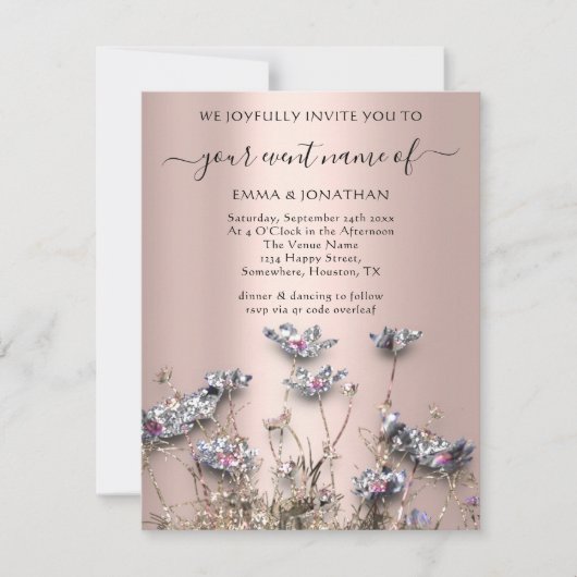 QR CODE Floral Meadow Wildflower Greenery Roos (Voorkant)