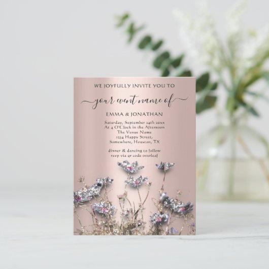 QR CODE Floral Meadow Wildflower Greenery Roos (Staand voorkant)