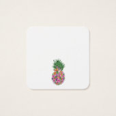 QR Code Floral Pineapple Weddenschap Vierkante Visitekaartjes (Achterkant)
