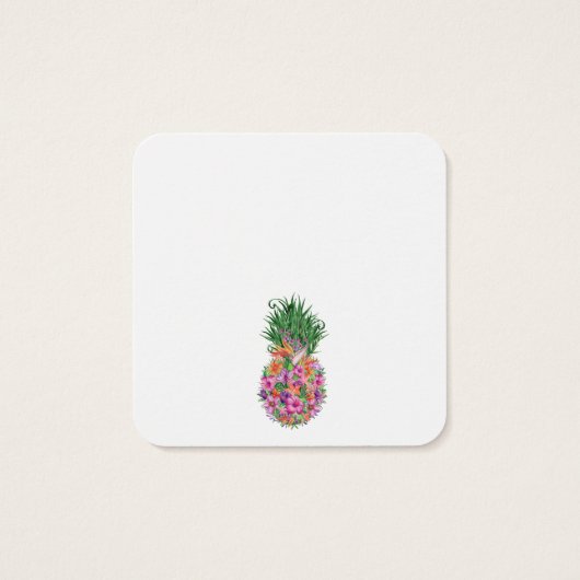 QR Code Floral Pineapple Weddenschap Vierkante Visitekaartjes (Achterkant)