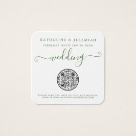 QR Code Floral Pineapple Weddenschap Vierkante Visitekaartjes