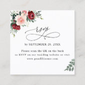 QR Code Floral Wedding Online RSVP-kaarten Vierkante Visitekaartje (Voorkant)