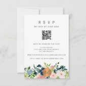 QR CODE florale elegant bruiloft uitnodiging RSVP (Voorkant)
