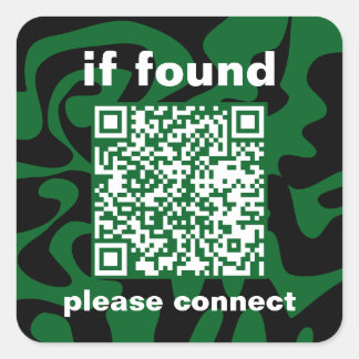 QR Code forest green groovy lost found Vierkante Sticker
