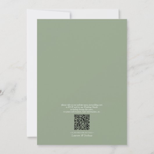 QR-code Formele Sage Groene Eucalyptusmonogram Kaart (Achterkant)