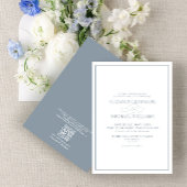 QR Code Formele tast Blue Classic Script Weddensch Kaart