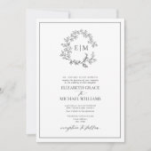 QR-code Formele zwarte witte bladluis Crest Monogr Kaart (Voorkant)