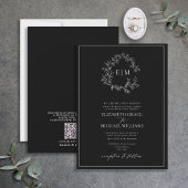 QR-code Formele zwarte witte bladluis Crest Monogr Kaart