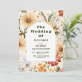 QR Code Foto Boho Wildflower Botanische bruiloft Kaart (Staand voorkant)