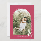 QR-code Foto bruiloft Magenta Save The Date (Voorkant)