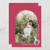 QR-code Foto bruiloft Magenta Save The Date (Voorkant / Achterkant)