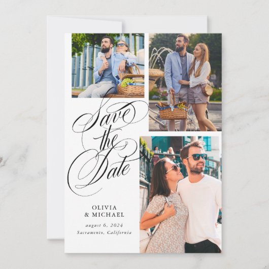 QR code Foto Collage Wedding Save The Date (Voorkant)