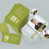 QR Code Foto Contact Olijfgroen Modern  Visitekaartje