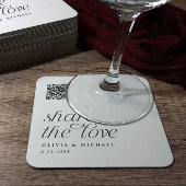 QR-code Foto delen Modern Eenvoudig Huwelijk Kartonnen Onderzetters