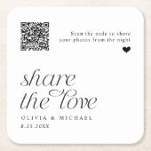 QR-code foto delen moderne eenvoudige bruiloft Kartonnen Onderzetters (Voorkant)