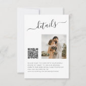 QR code foto elegante zwart wit eenvoudige bruilof Save The Date (Achterkant)