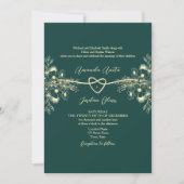 QR Code Foto Emerald Green Gold Wedding Kaart (Voorkant)