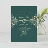 QR Code Foto Emerald Green Gold Wedding Kaart (Staand voorkant)