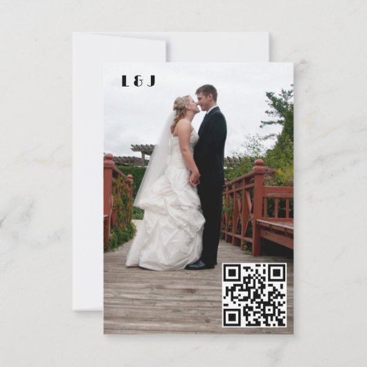 QR Code & Foto Huwelijk Website Eenvoudig RSVP Kaartje (Achterkant)