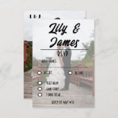 QR Code & Foto Huwelijk Website Eenvoudig RSVP Kaartje (Voorkant / Achterkant)