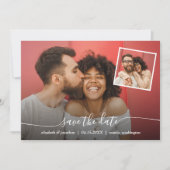 QR Code Foto legant script modern Save The Date (Voorkant)