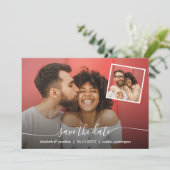 QR Code Foto legant script modern Save The Date (Staand voorkant)