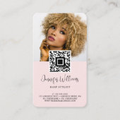 QR-code foto logo modern loyaliteit roze Contactkaartje (Voorkant)