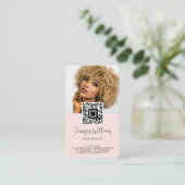 QR Code Foto Logo Modern Loyalty Blush Roze Contactkaartje (Staand voorkant)