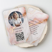 QR-code, Foto, Marmer, Roze-Rosegold, Salon Visitekaartje