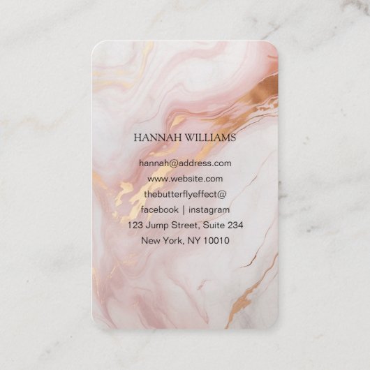 QR-code, Foto, Marmer, Roze-Rosegold, Salon Visitekaartje (Achterkant)