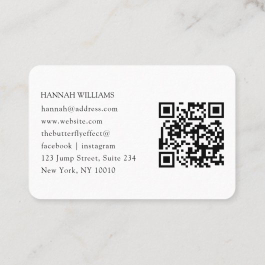 QR-code, foto, marmer, witgoud, salon Visitekaartje (Achterkant)