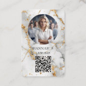 QR-code, foto, marmer, witgoud, salon Visitekaartje (Voorkant)