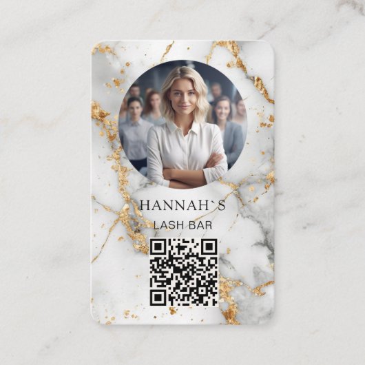 QR-code, foto, marmer, witgoud, salon Visitekaartje (Voorkant)