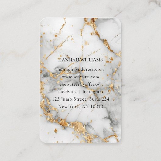 QR-code, foto, marmer, witgoud, salon Visitekaartje (Achterkant)