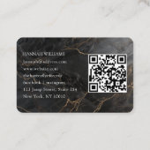 QR-code, foto, marmer, zwart-goud, salon Visitekaartje (Achterkant)