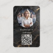 QR-code, foto, marmer, zwart-goud, salon Visitekaartje (Voorkant)