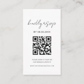 QR Code Foto Minimalistische RSVP Bruiloft Website Informatiekaartje (Voorkant)