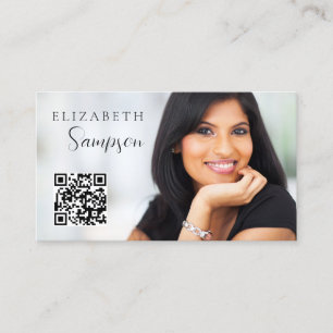 QR Code Foto Modern Zwart Wit Visitekaartje