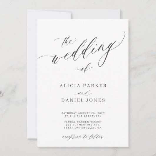 QR-code foto moderne, elegante bruiloft Kaart (Voorkant)