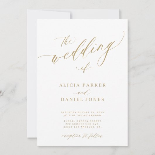 QR-code foto moderne elegante goudbruiloft Kaart (Voorkant)