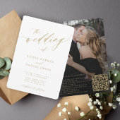 QR-code foto moderne elegante goudbruiloft Kaart