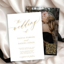 QR-code foto moderne elegante gouden bruiloft