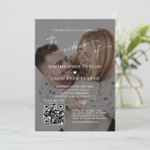 QR Code Foto Moderne kalligrafie Weddenschap Kaart (Staand voorkant)