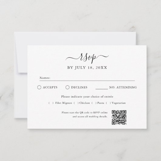 QR-code foto off white RSVP Kaartje (Voorkant)